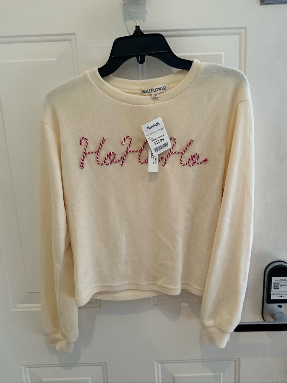 Wallflower Cream Sweatshirt with Red Embroidered Script
